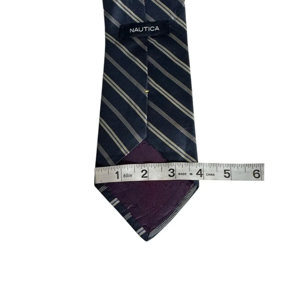 Nautica Mens Silk Tie Quiet‎ Luxury Old Money Preppy Striped Blue Formal Career